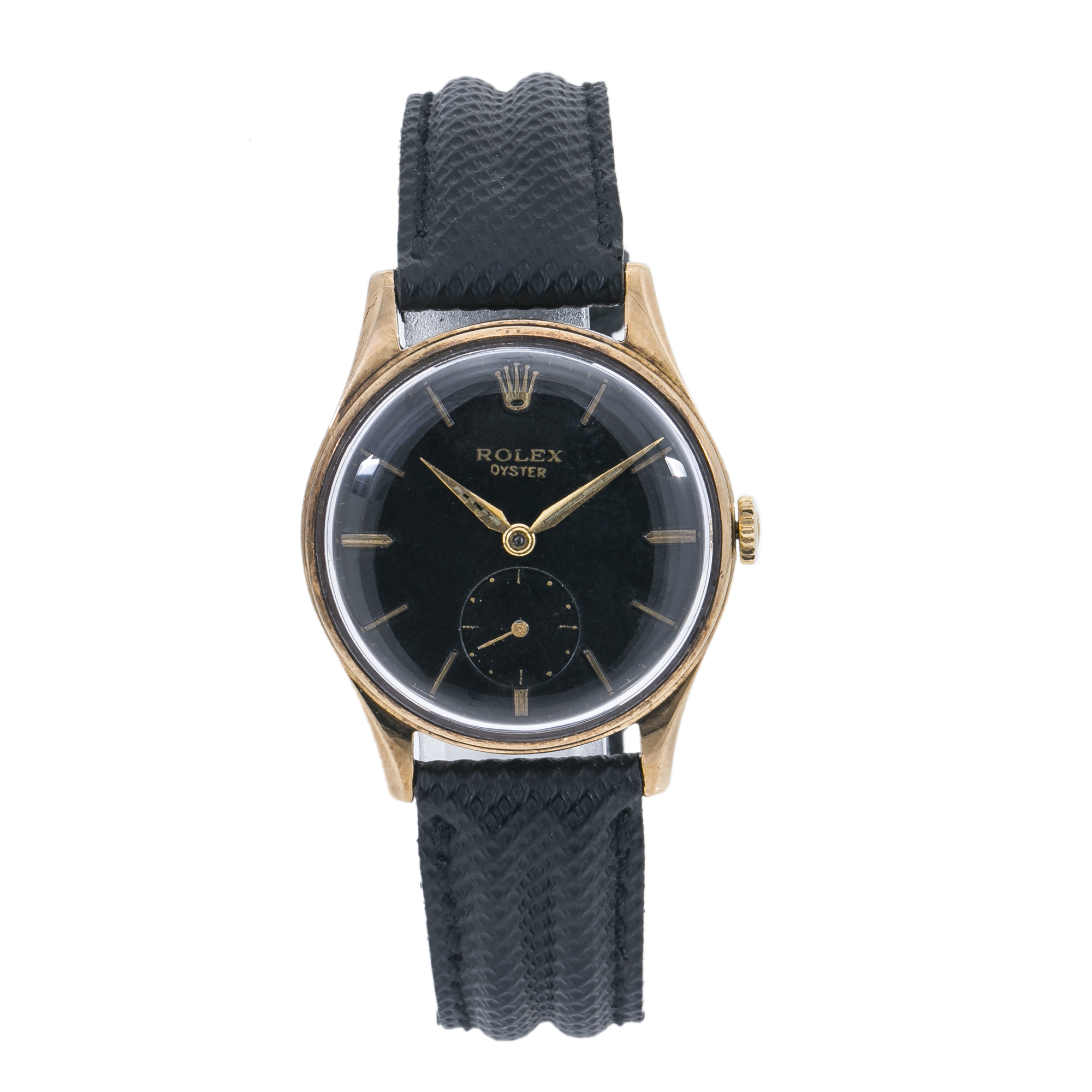 古い コレクション Rolex Dennison 12868 Vintage 9K YG Black Dial Hand Wind Men's