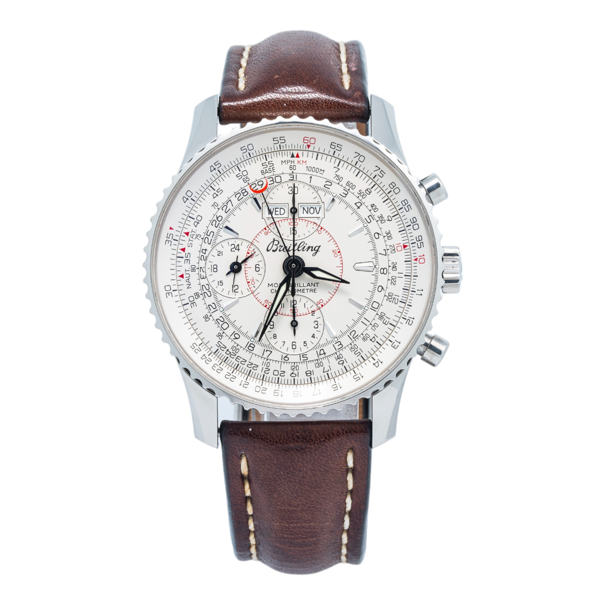 Breitling Montbrillant Datora A21330 Stainless White Dial Auto