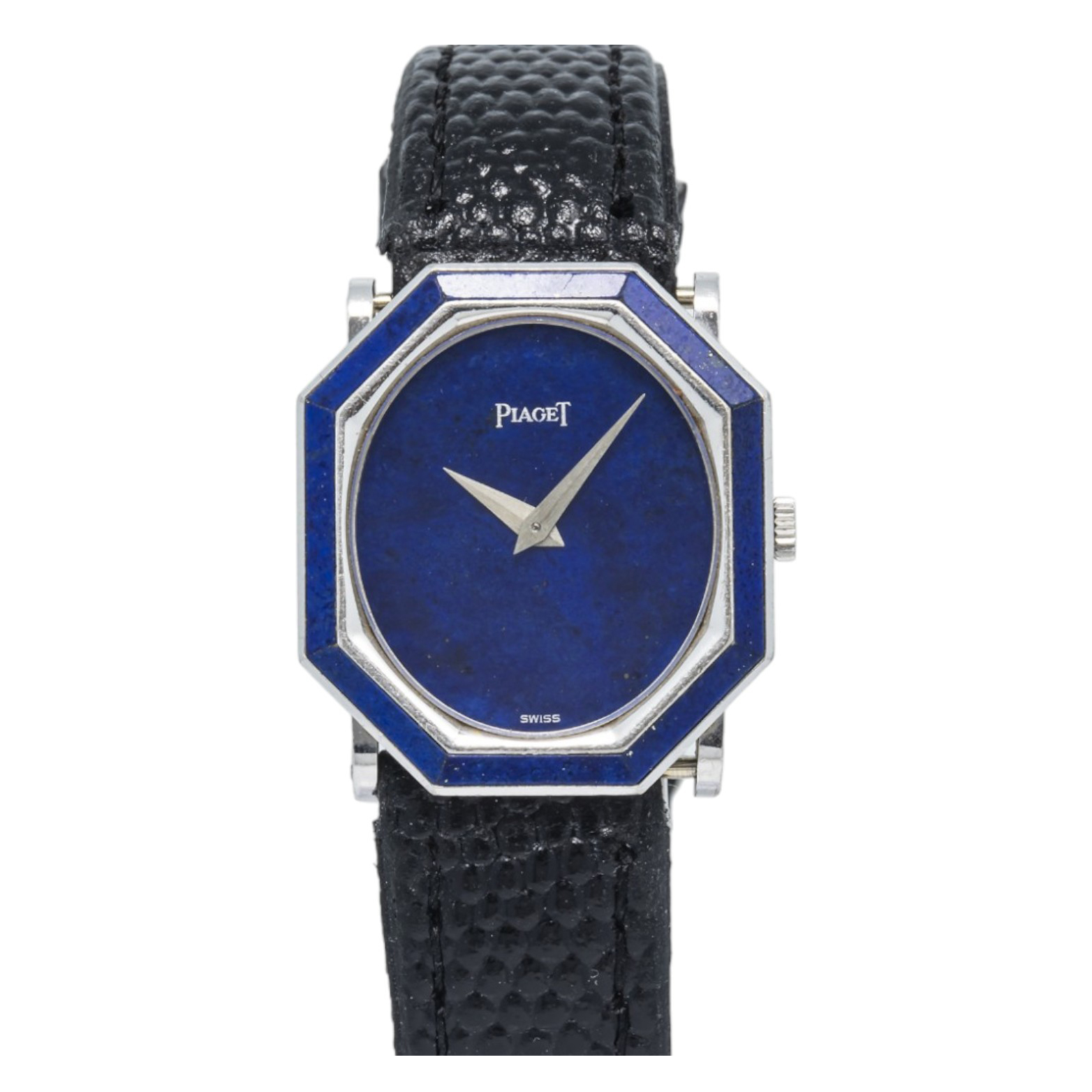 Piaget RARE 9341 18k White Gold Octagonal Lapis Dial Manual Ladies