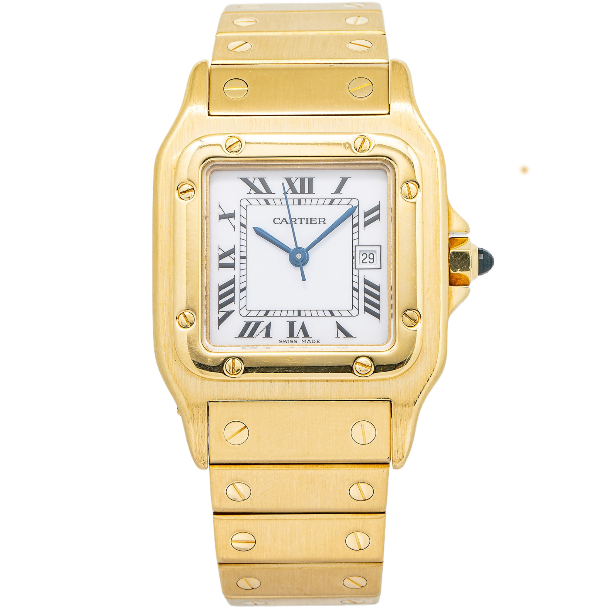 Cartier Santos Carre 2960 W25014B9 Vintage Auto 18K Gold White