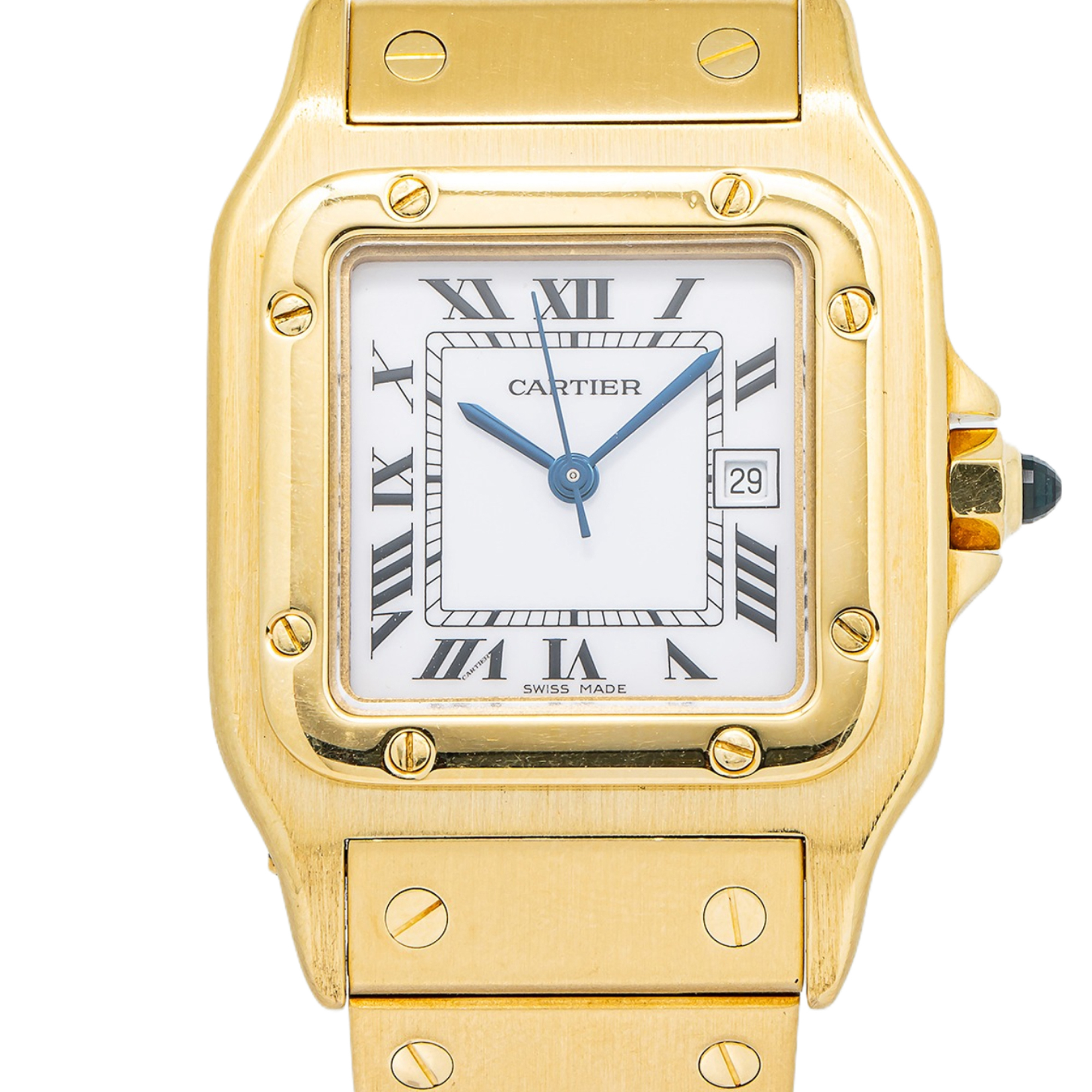 Cartier Santos Carre 2960 W25014B9 Vintage Auto 18K Gold White