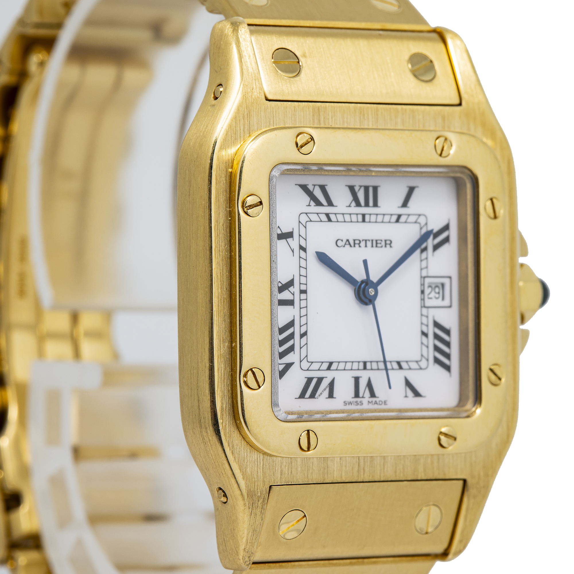 Cartier Santos Carre 2960 W25014B9 Vintage Auto 18K Gold White