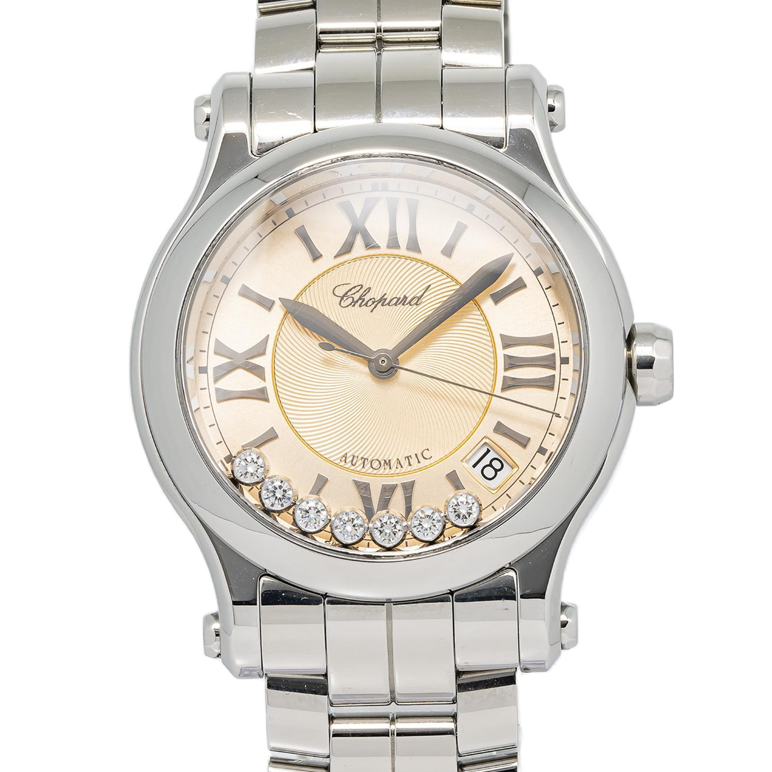 Chopard Happy Sport 8559 SS 7 Floating Diamonds Salmon Dial Auto