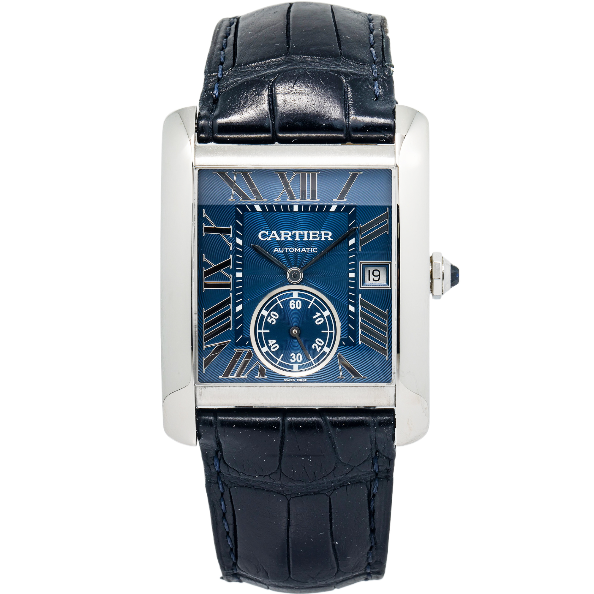Cartier Tank MC 3589 WSTA0010 Stainless Steel Blue Dial Automatic