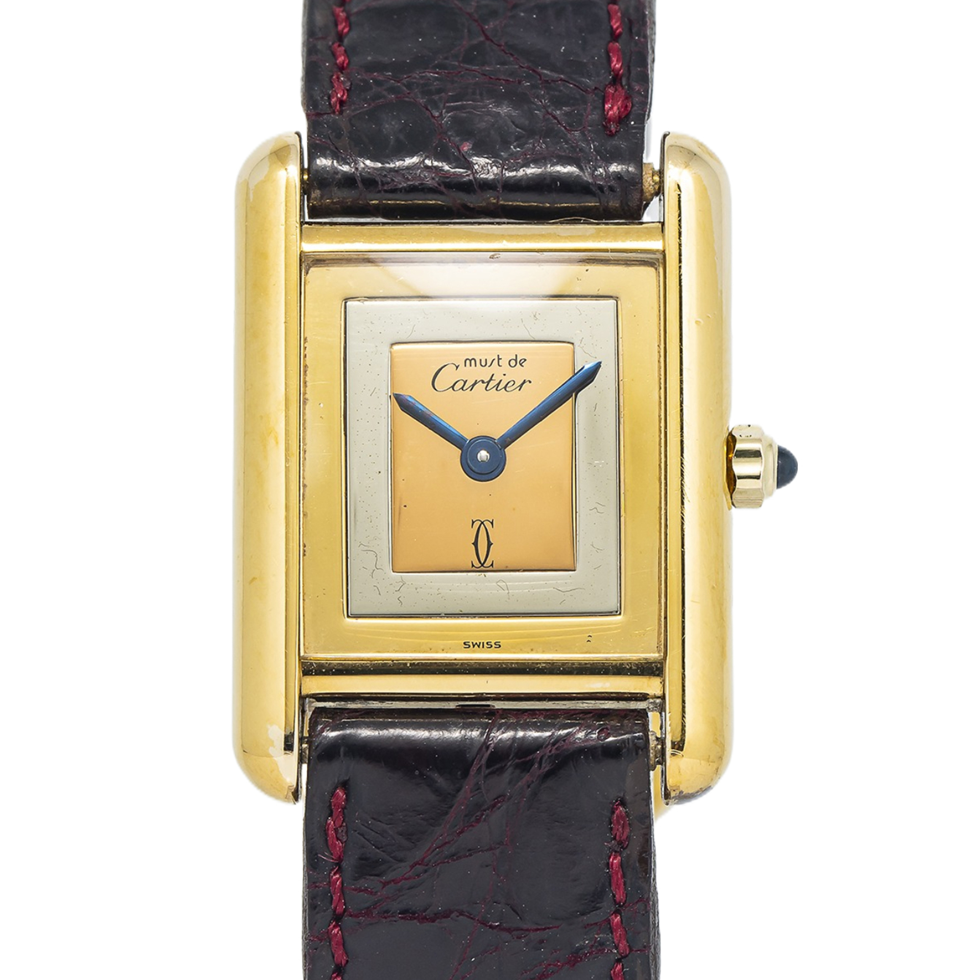 Cartier Must De Tank 366001 Tri Color Vermeil Quartz Ladies Watch