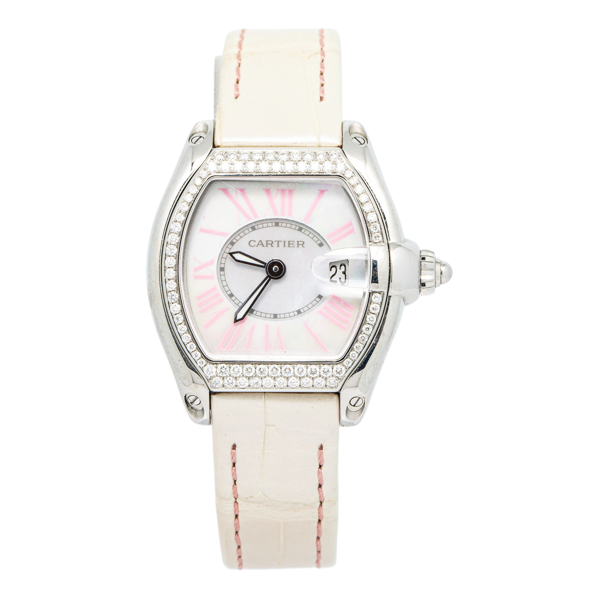 Cartier Roadster 2675/W6206006 Stainless Steel Quartz MOP Dial