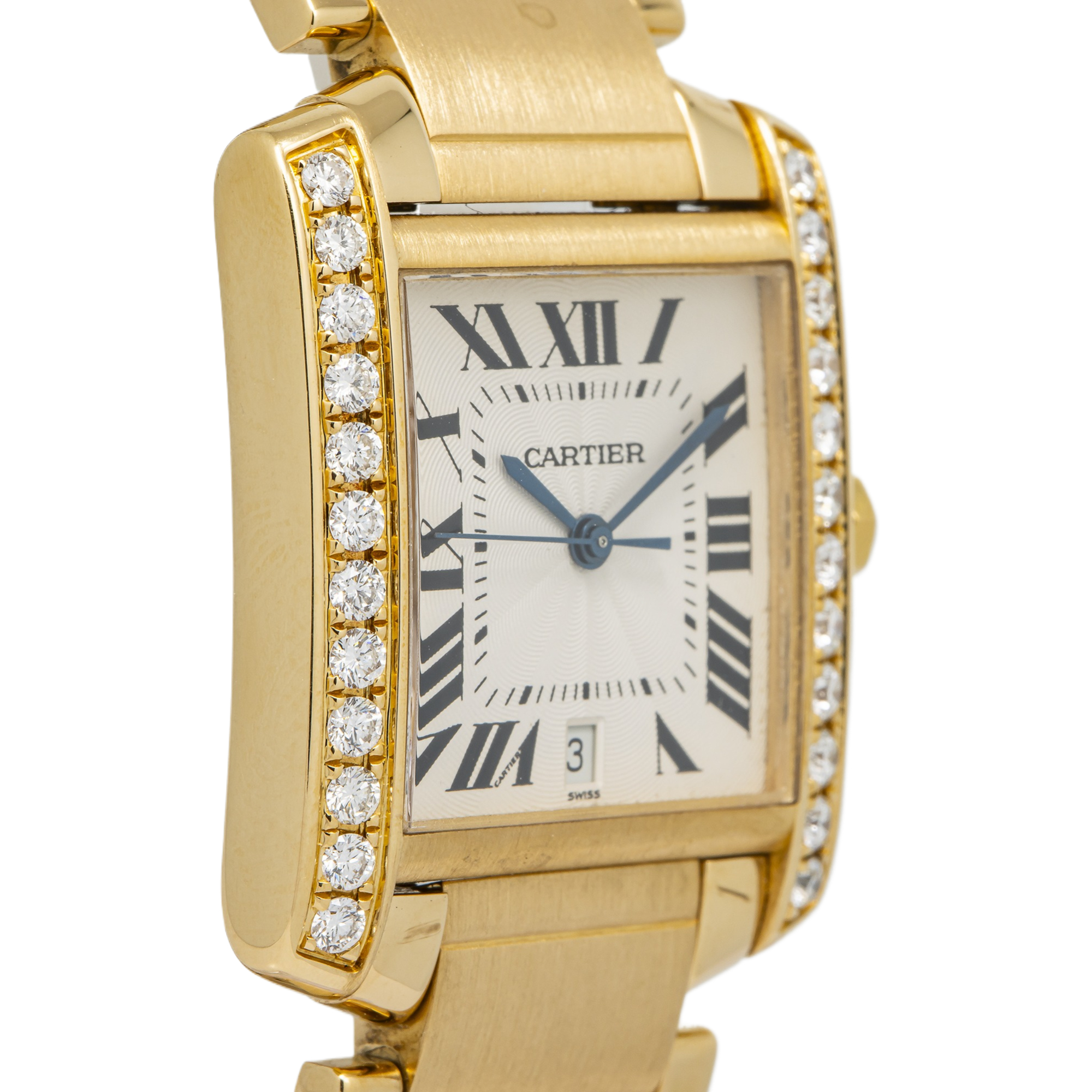 Cartier 時計 Cartier Tank 1840 W50001R2 Large 18K Gold Factory Diamond Watch