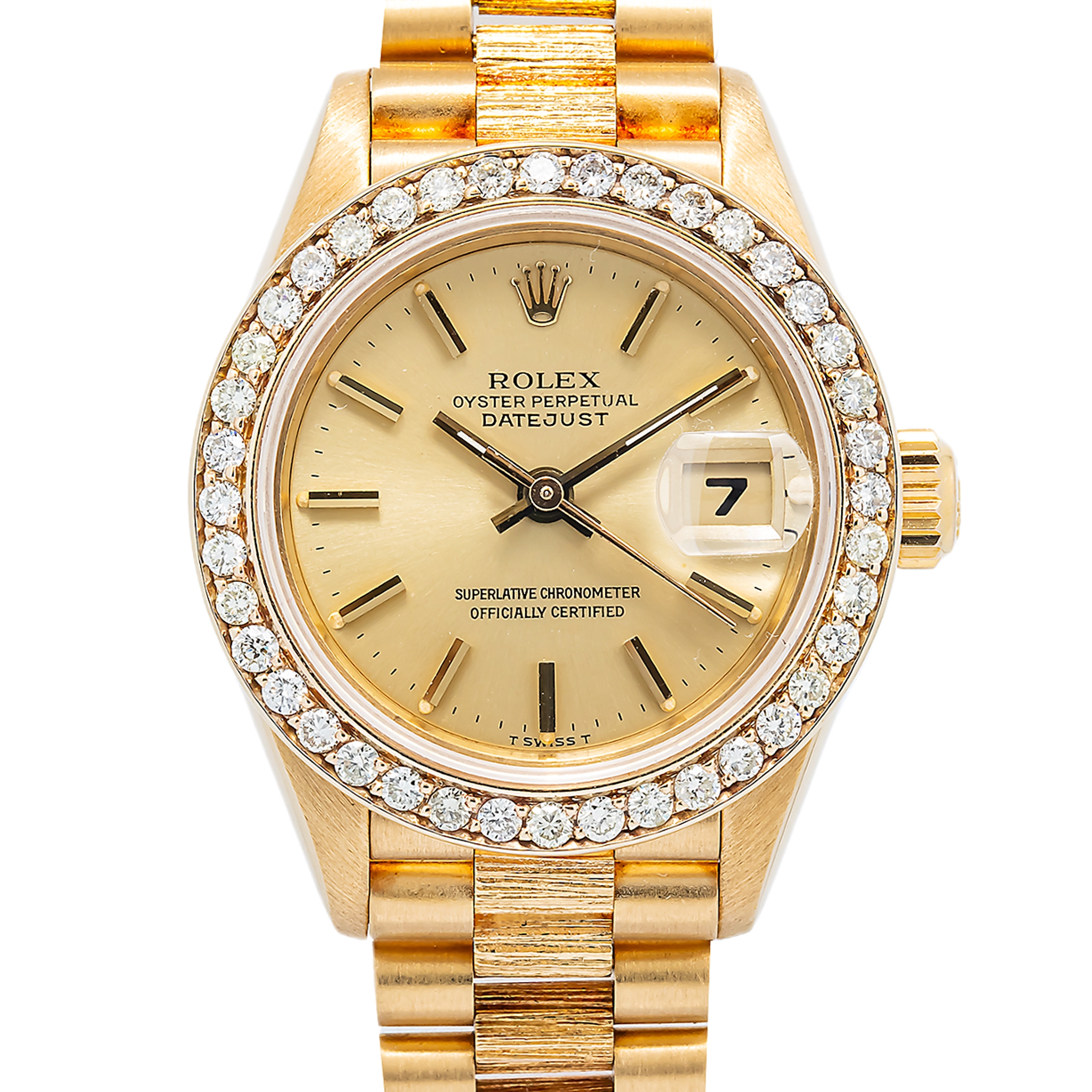 Rolex Datejust President Bark 69278 Diamond Bezel Champagne Dial