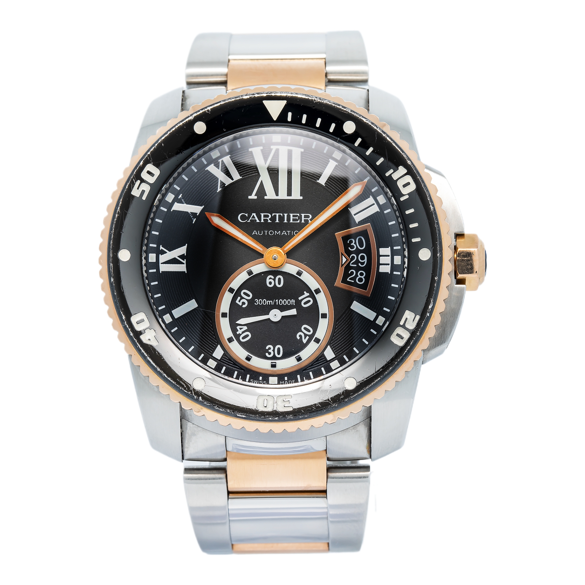 Cartier Calibre Diver 3729 W7100054 Two Tone Rose Auto Men's Watch