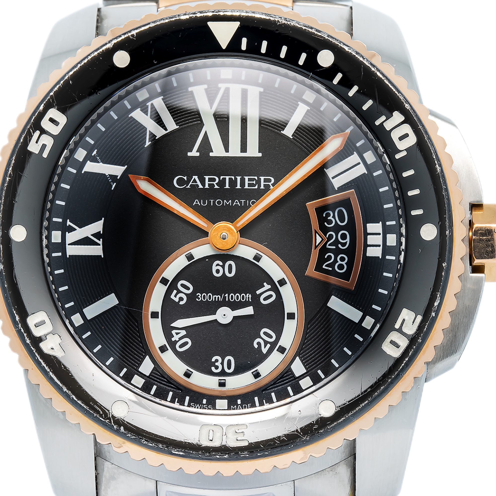 Cartier Calibre Diver 3729 W7100054 Two Tone Rose Auto Men's Watch