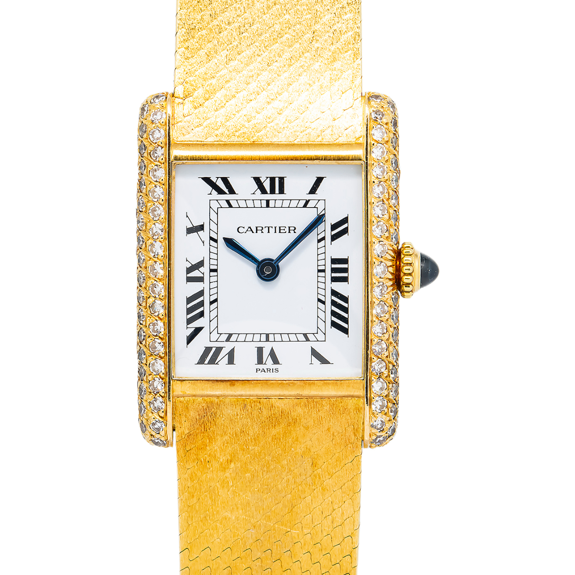 Cartier Tank Louis Paris 7808 RARE Factory Diamond 18k Gold Women
