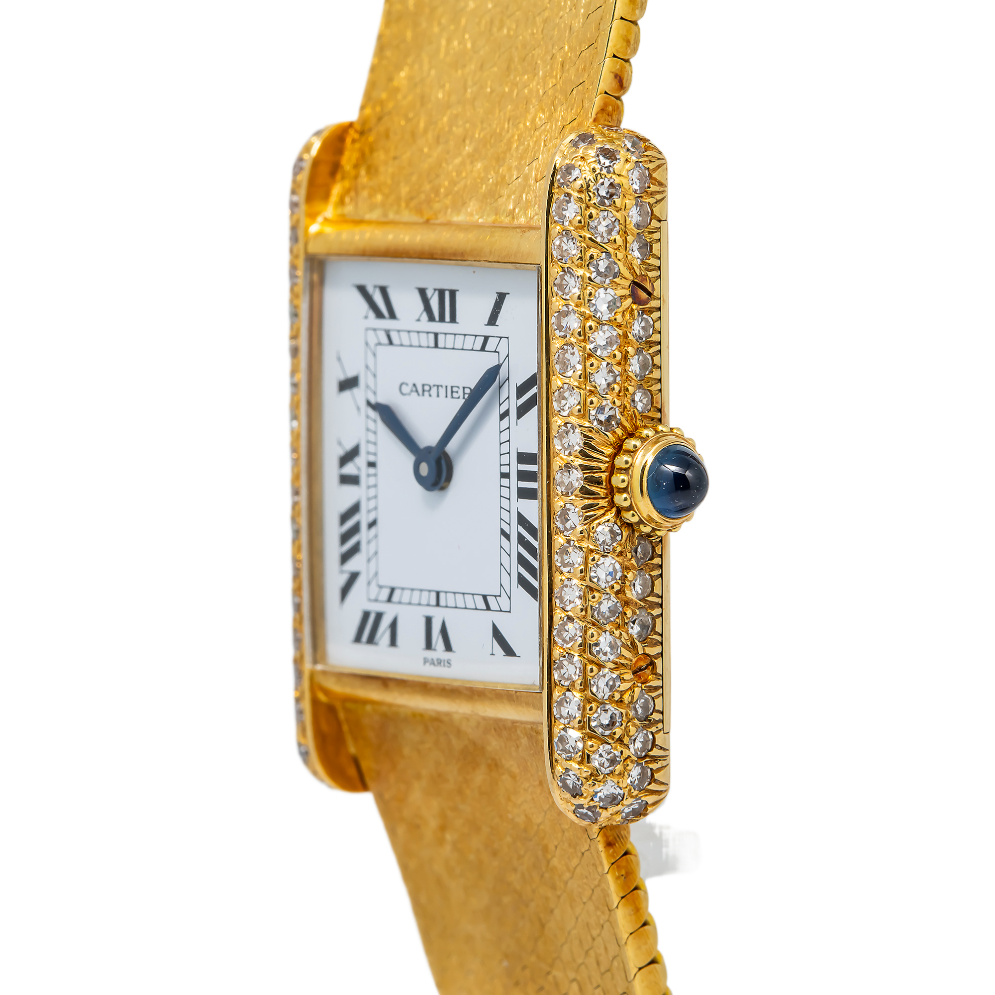 Cartier Tank Louis Paris 7808 RARE Factory Diamond 18k Gold Women
