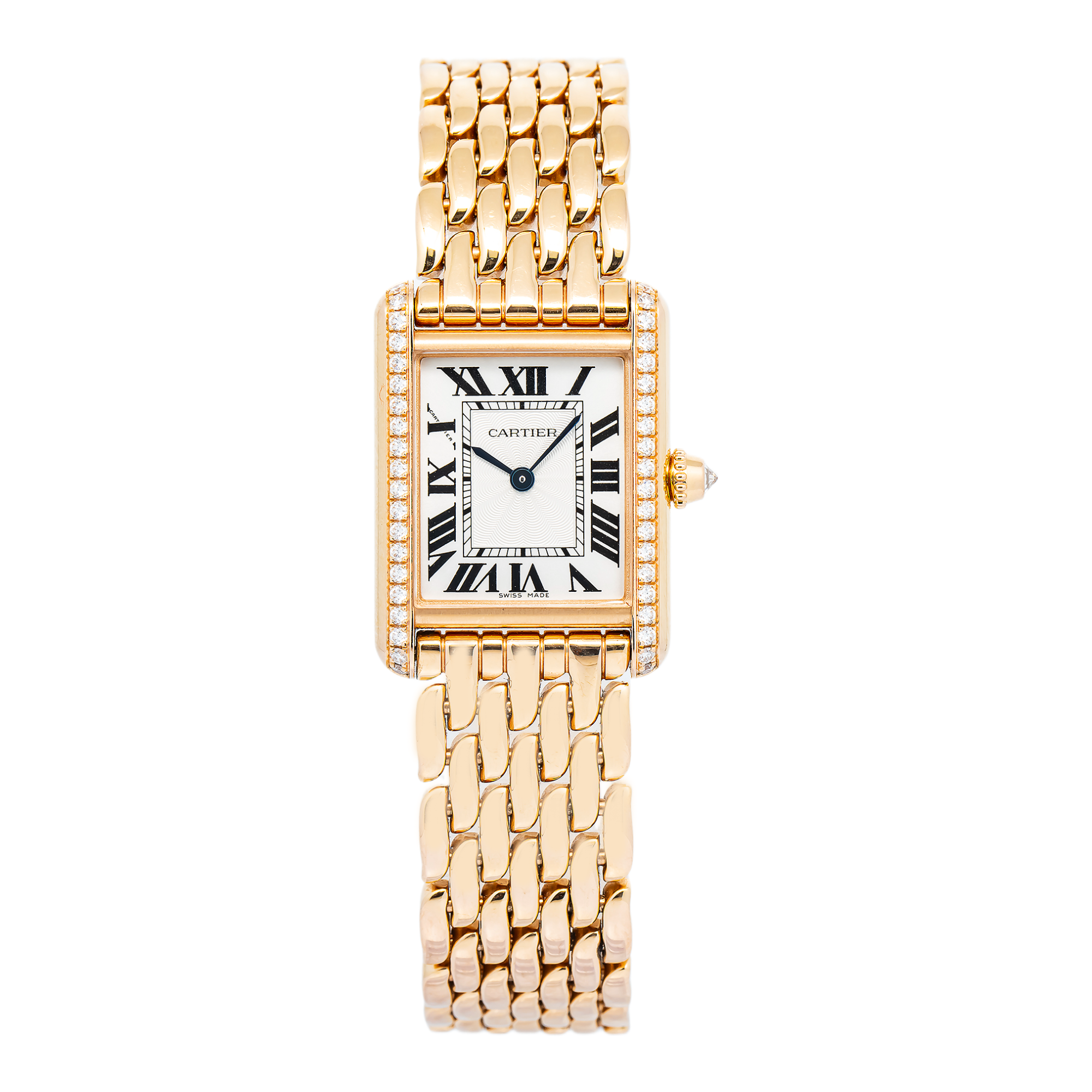 Cartier Tank Louis WJTA0020 18k Rose Factory Diamond Bezel Hand