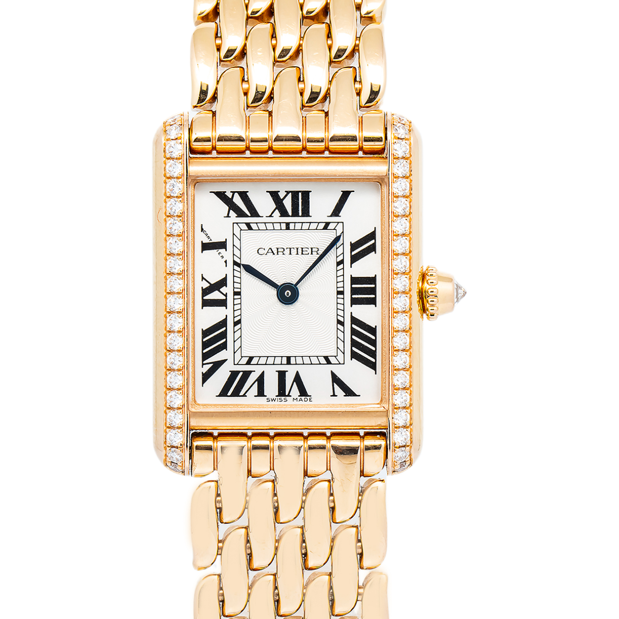 Cartier Tank Louis WJTA0020 18k Rose Factory Diamond Bezel Hand