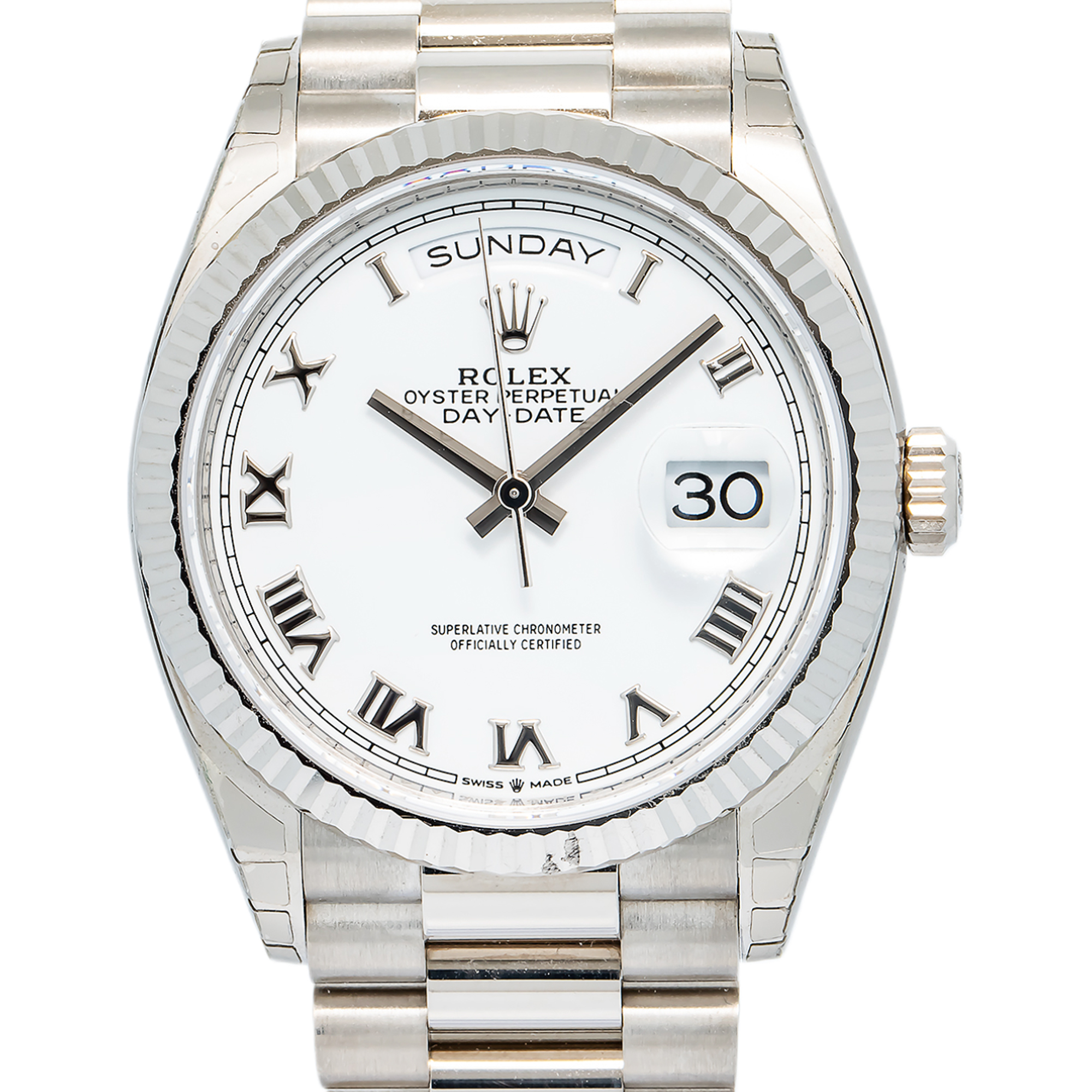 Rolex Day-Date 128239 18K White Gold Auto President White Roman
