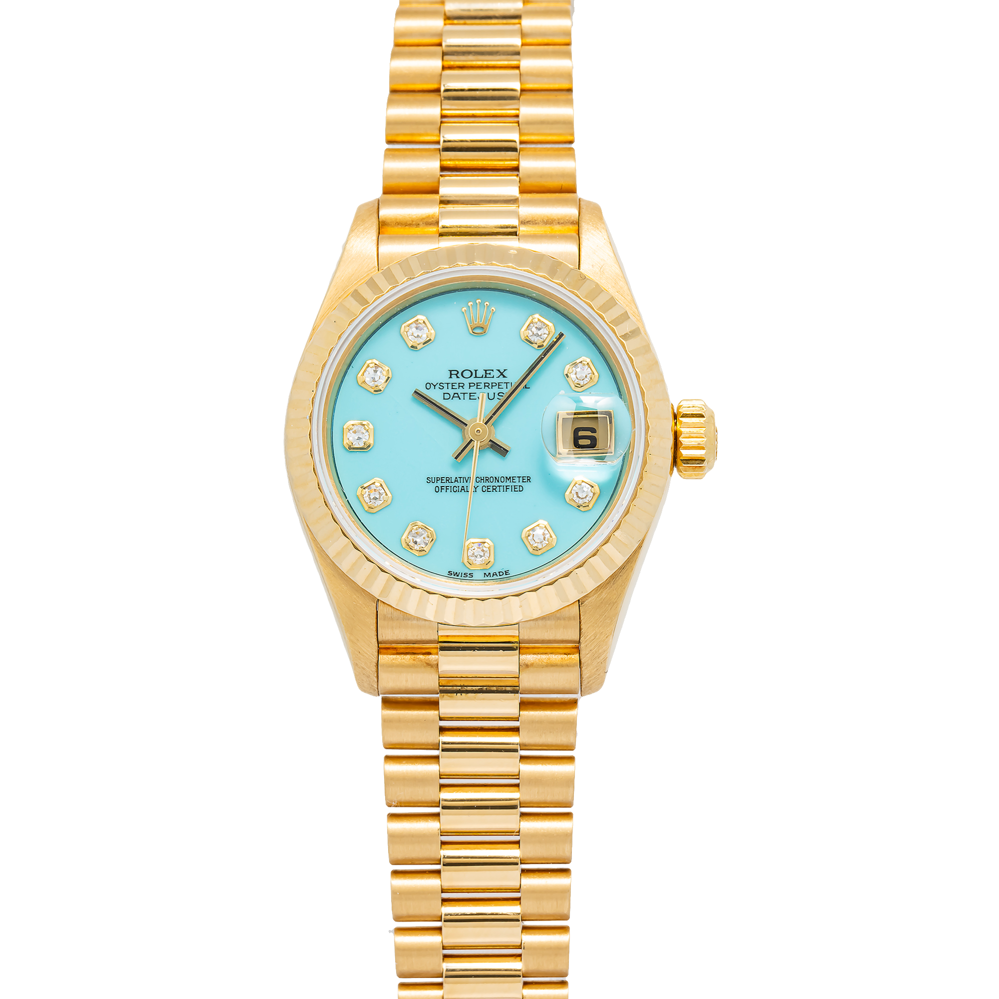 klubnika　 WILDStrawberry　5点 Rolex DateJust 79178 Automatic 18k YG Turquoise Stone Dial Women's