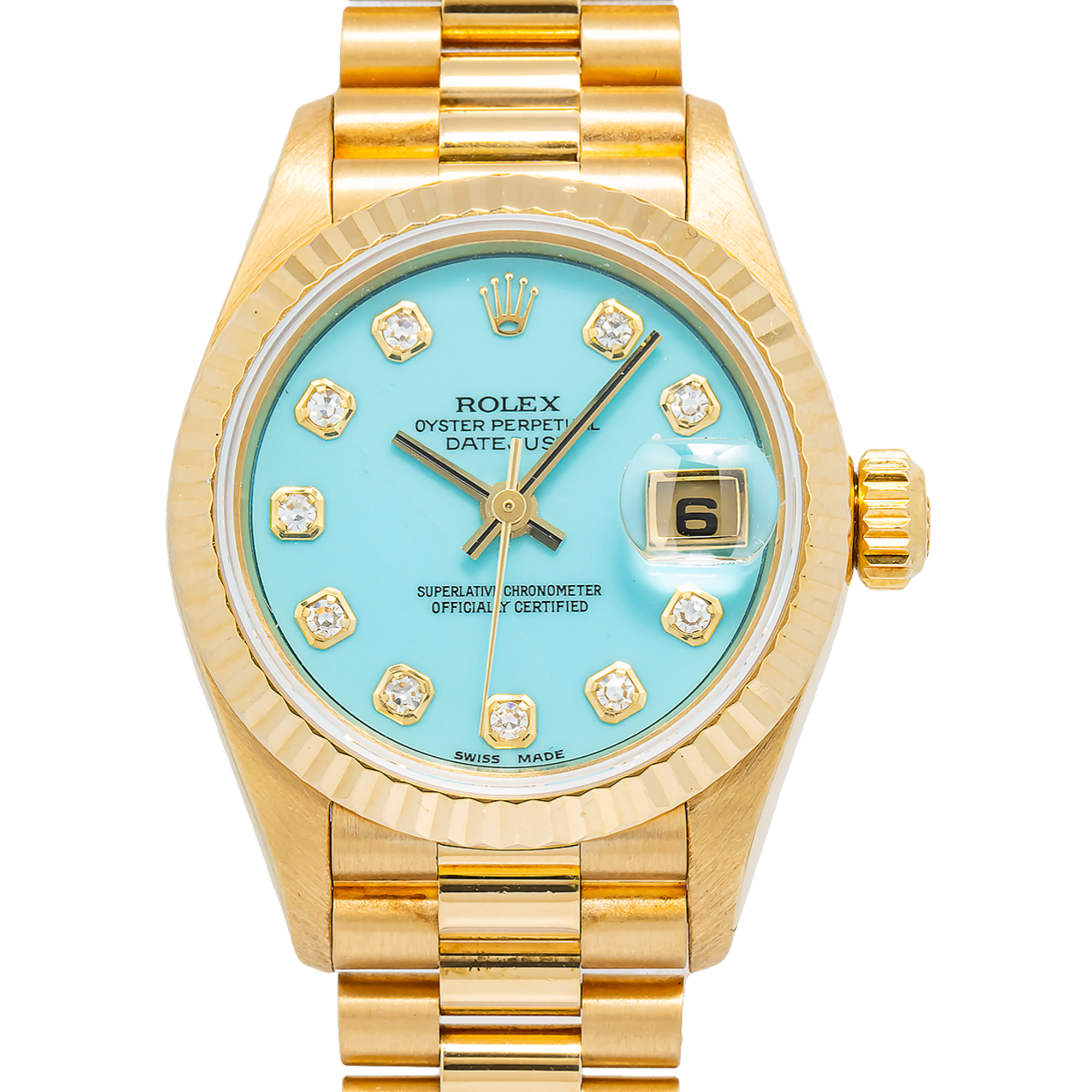 Rolex DateJust 79178 Automatic 18k YG Turquoise Stone Dial Women's