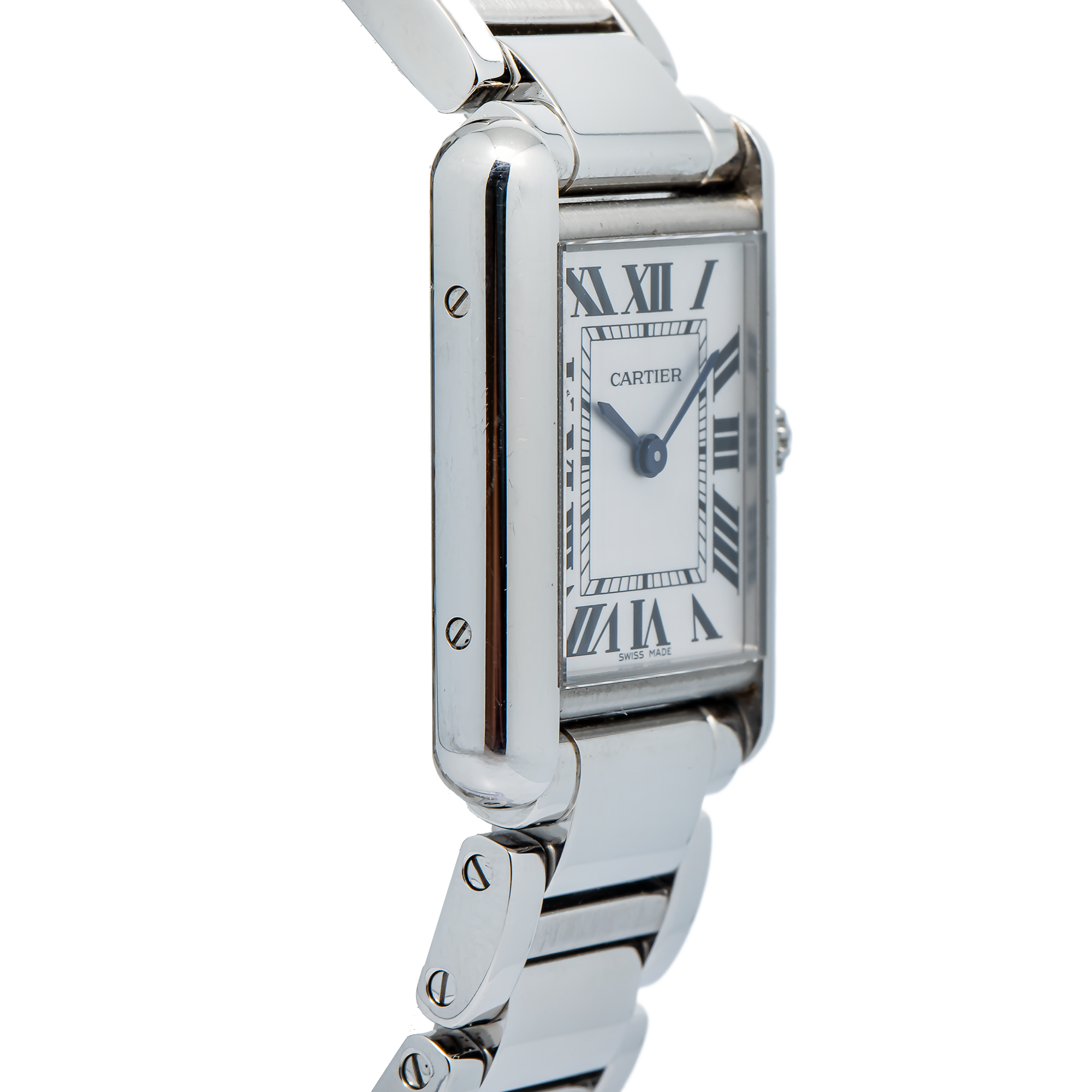 Cartier Tank 4322 WSTA0107 Quartz Stainless Steel Silver Dial