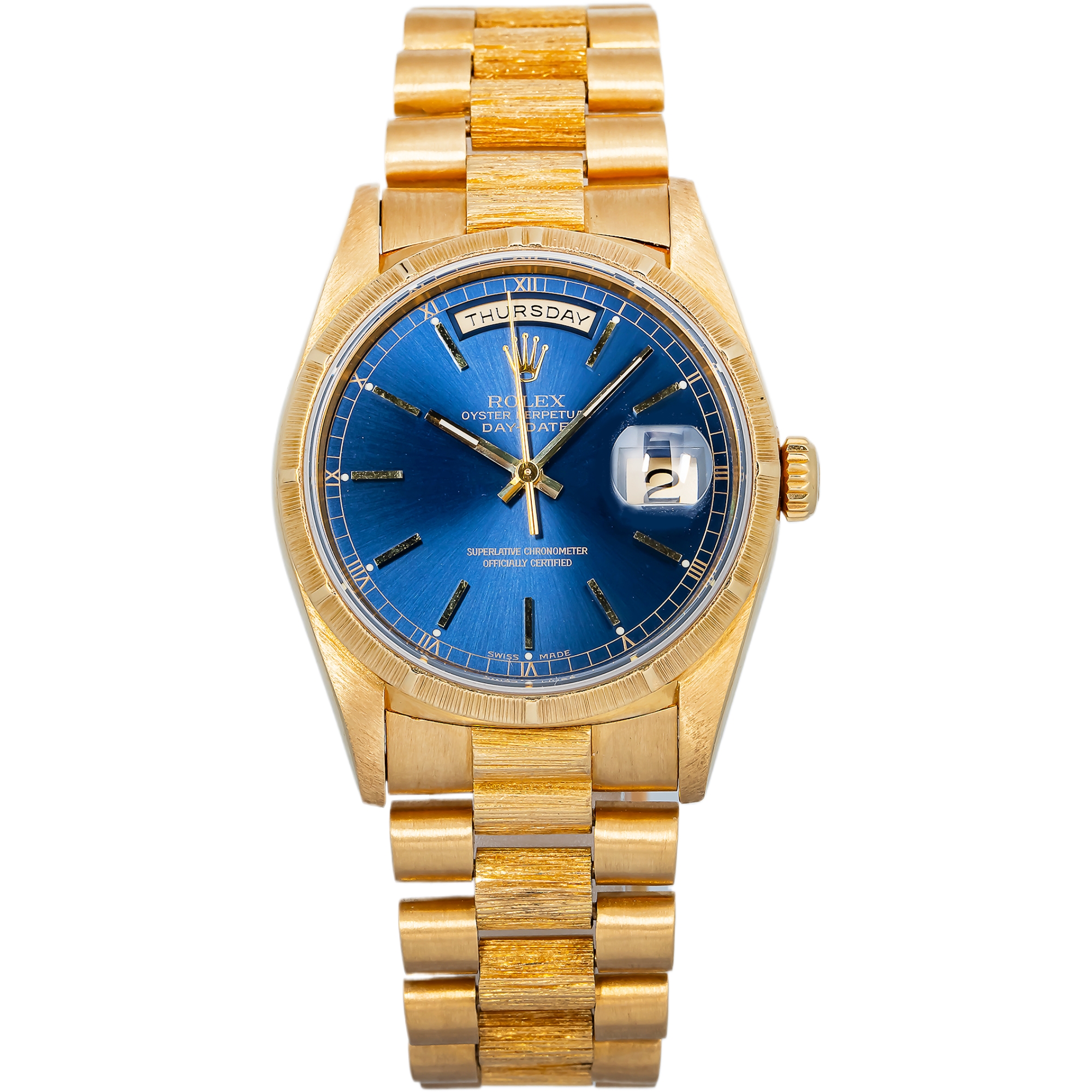 Rolex Day-Date 18248 18k Yellow Gold Bark President Blue Dial