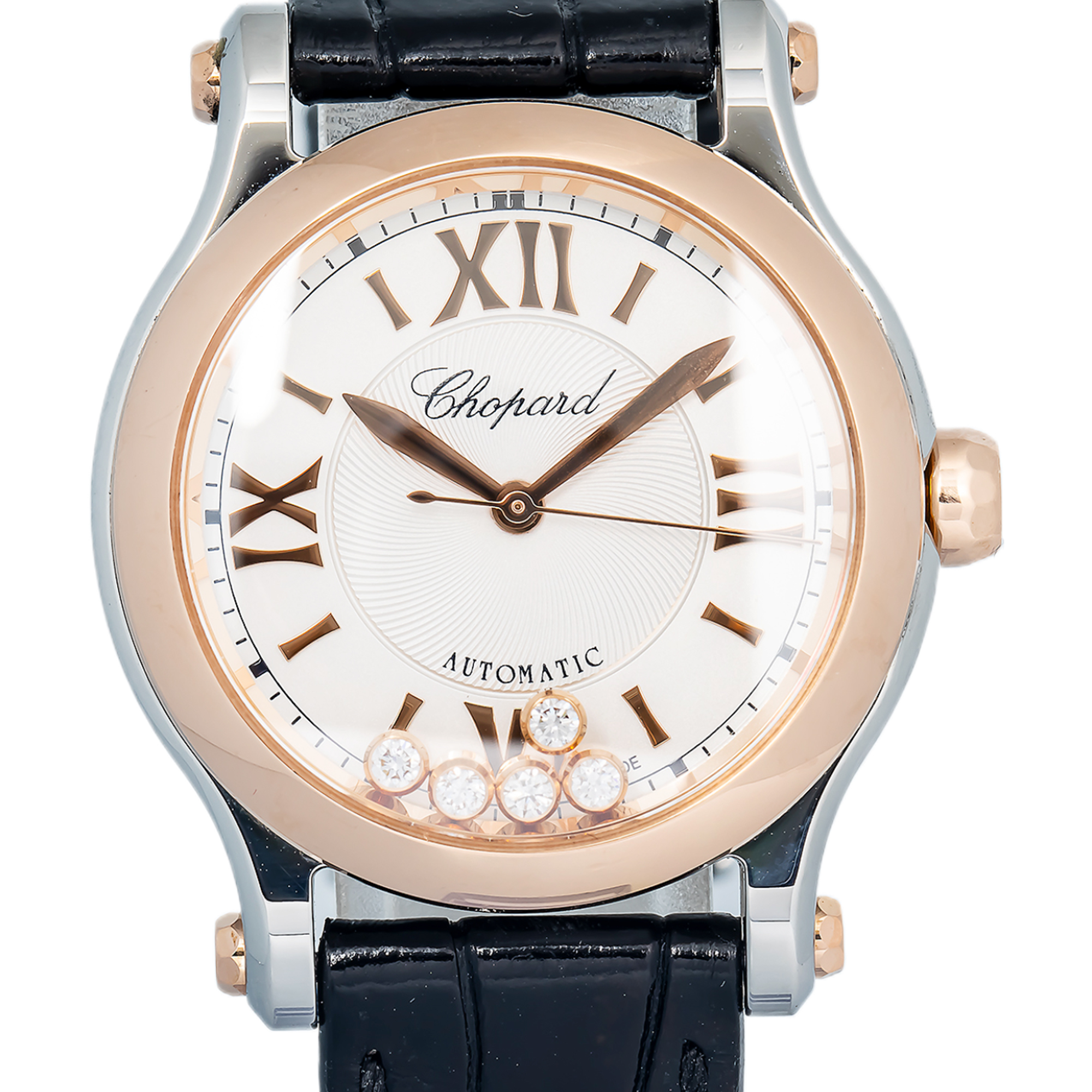 Chopard Happy Sport 278573 18k Rose Gold Silver Dial Auto Ladies