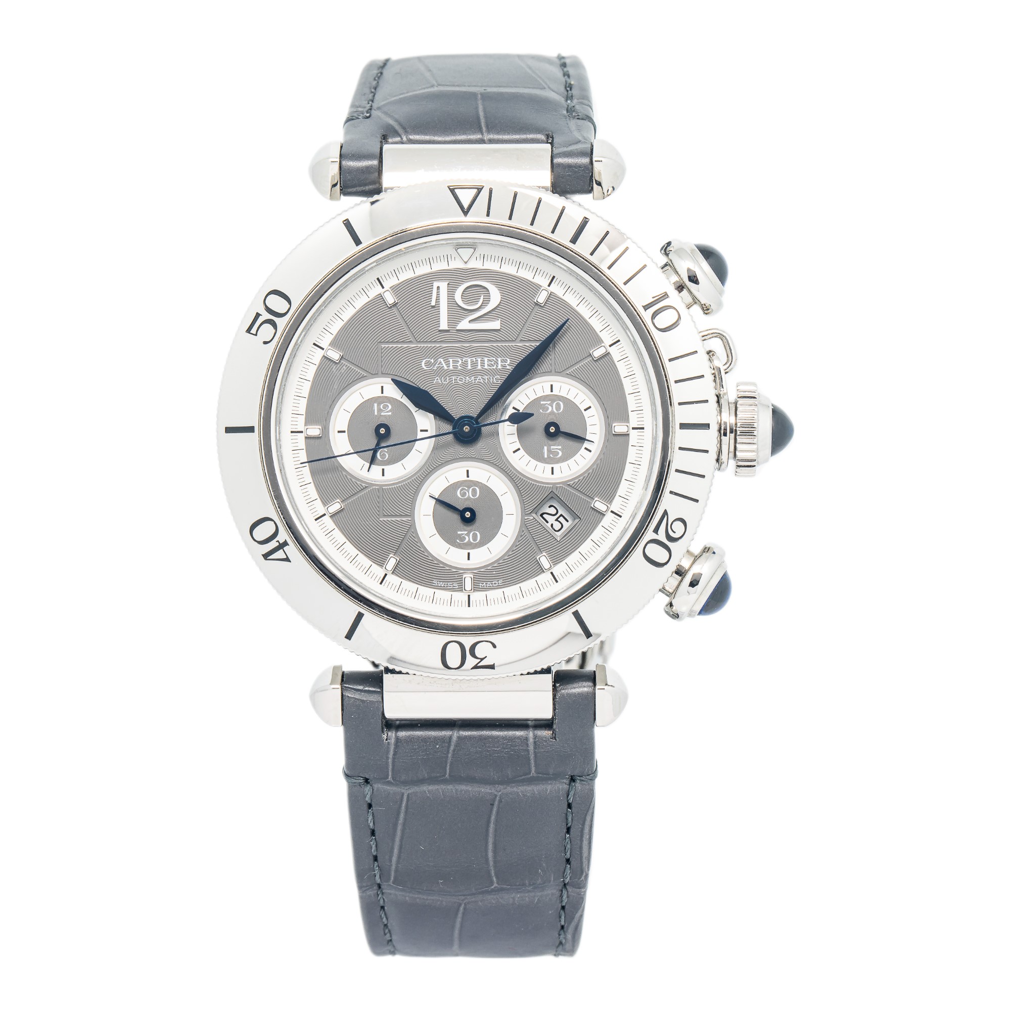 Cartier Pasha Chronograph 4363 WSPA0027 MINT Stainless Grey Dial