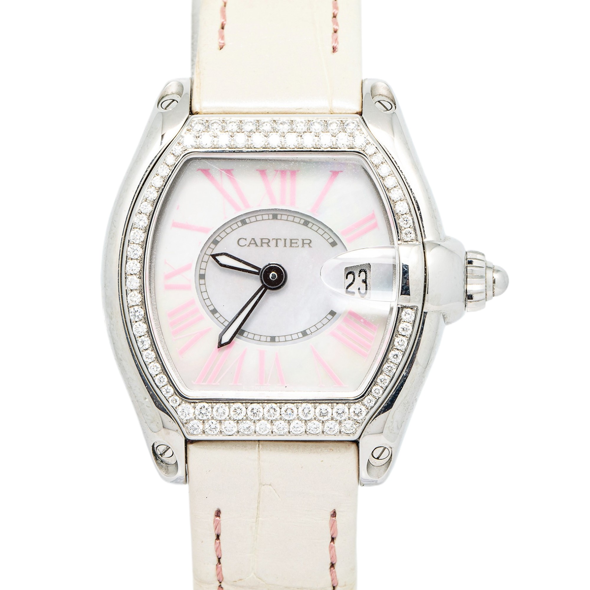 Cartier Roadster 2675/W6206006 Stainless Steel Quartz MOP Dial