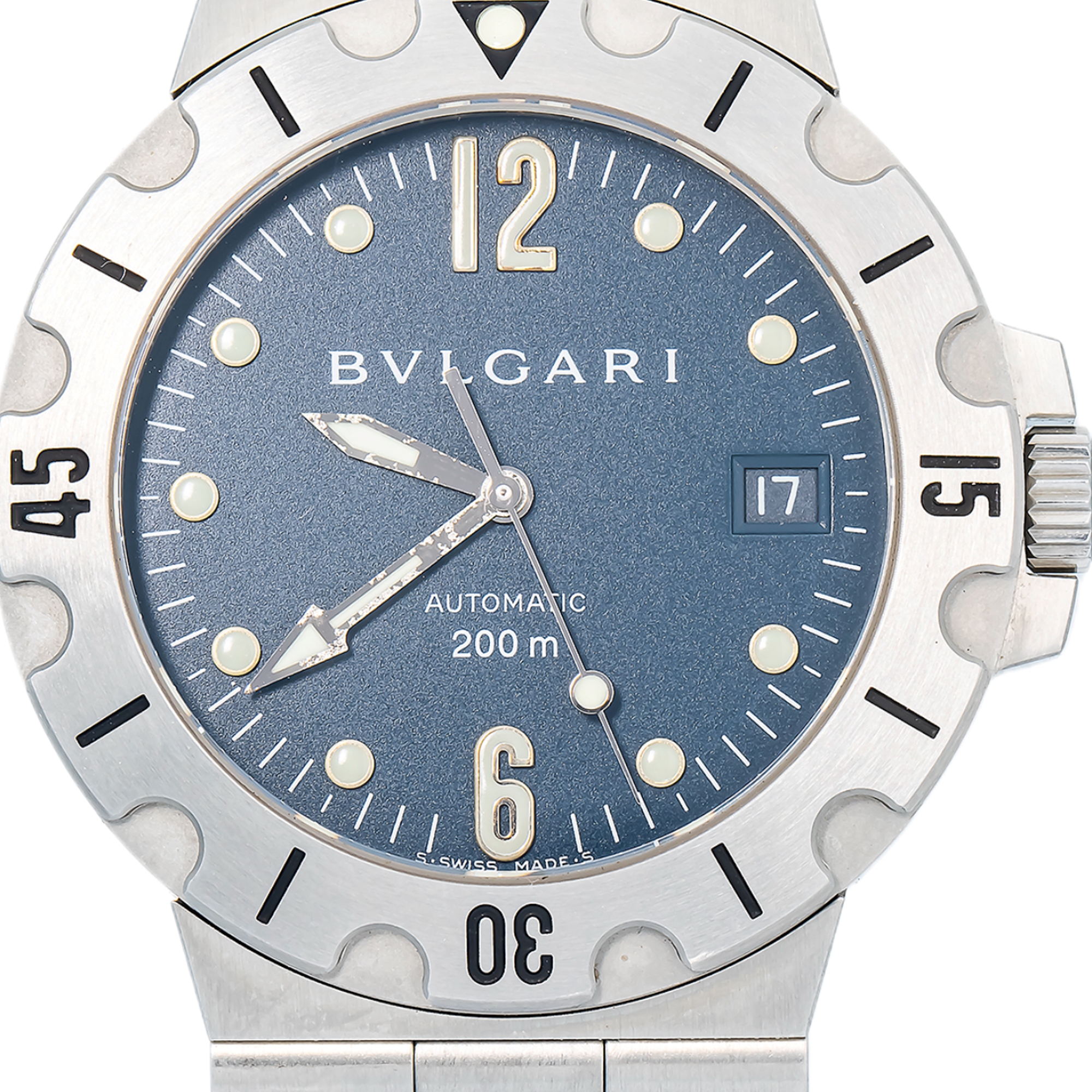 BVLGARI　SW-SW3 Bvlgari Diagono Scuba SD38S Stainless Steel Blue Dial Automatic