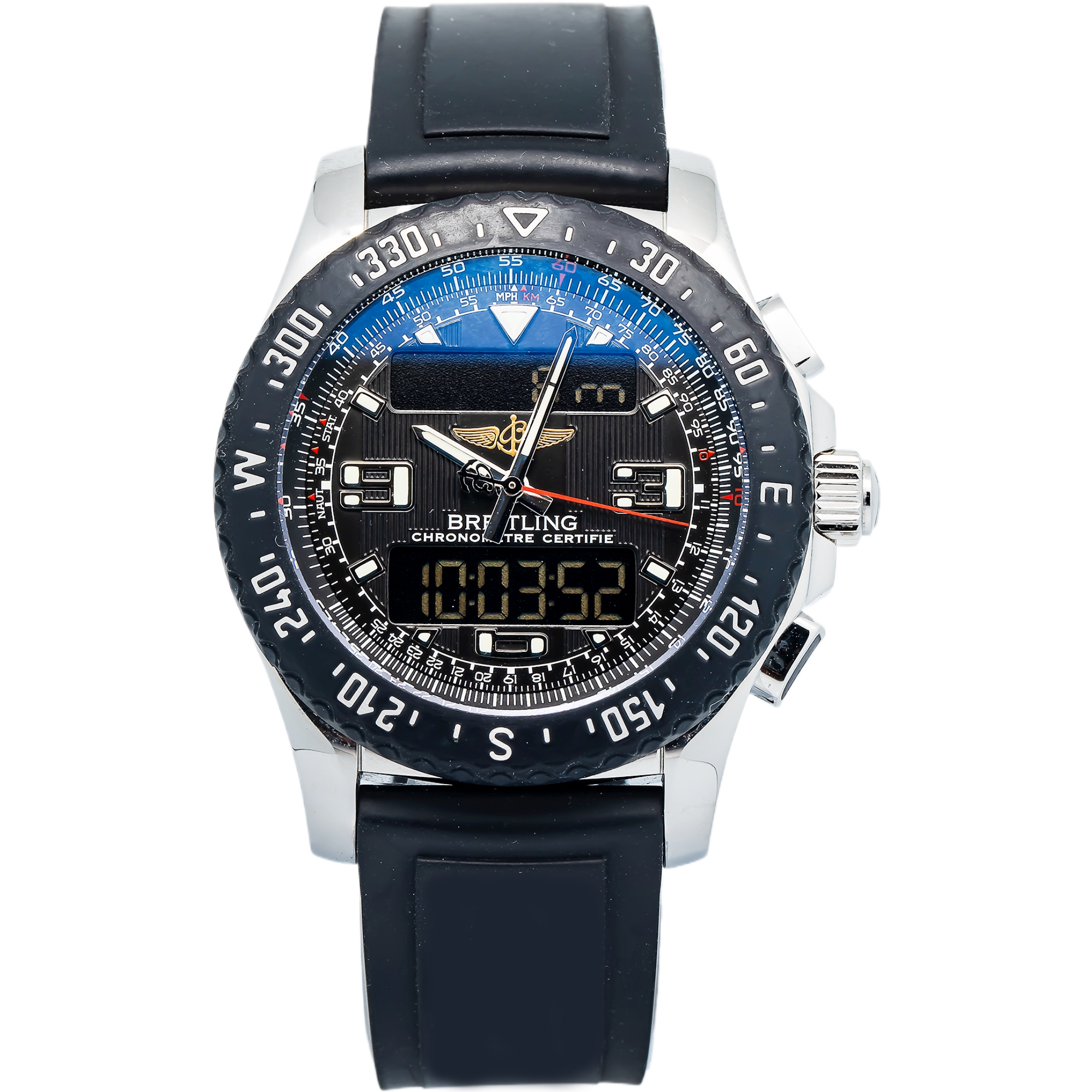 アブベンチ Breitling Airwolf Raven A78364 SS Rubber Strap Black Dial Quartz