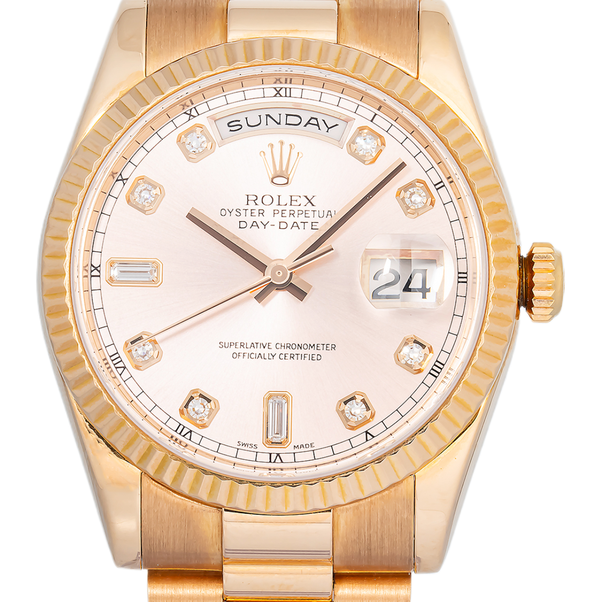 Rolex Day-Date 118235 18k Rose Gold President Diamond Dial Auto