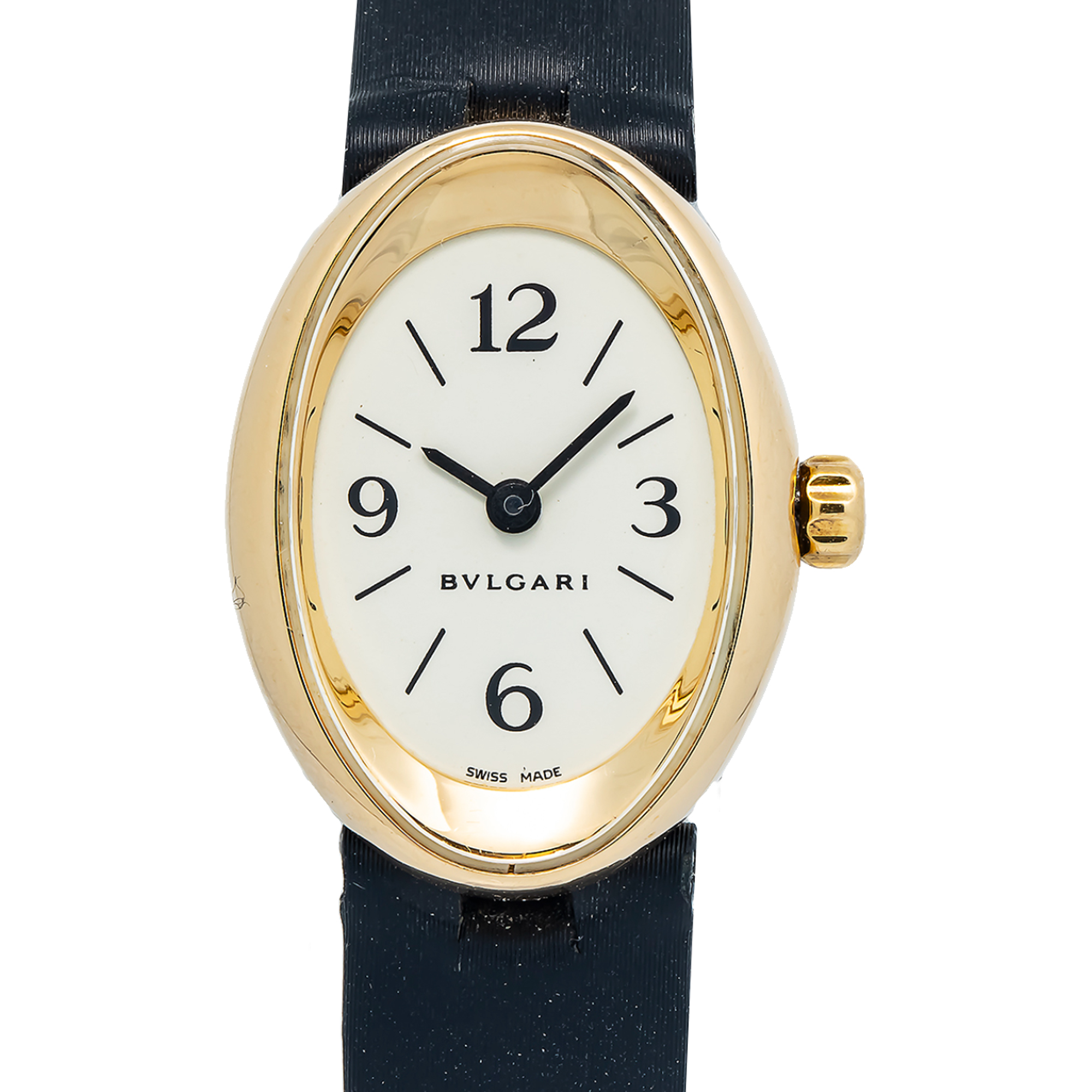 Bvlgari Ovale OV27G Baignoire 18k Yellow White Dial Quartz Women's