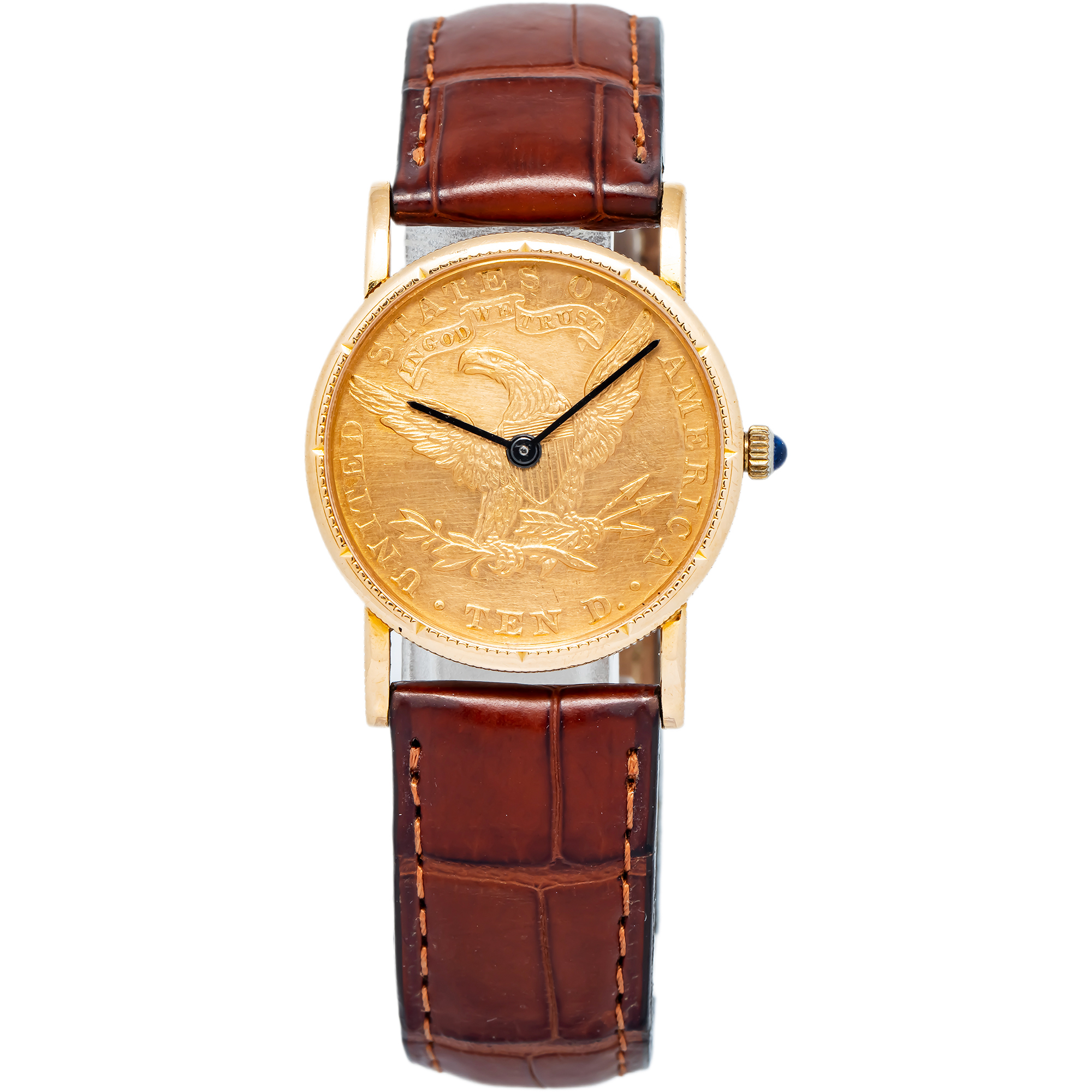 Corum Vintage Quartz Yellow Gold 10 Dollar Coin Leather Strap