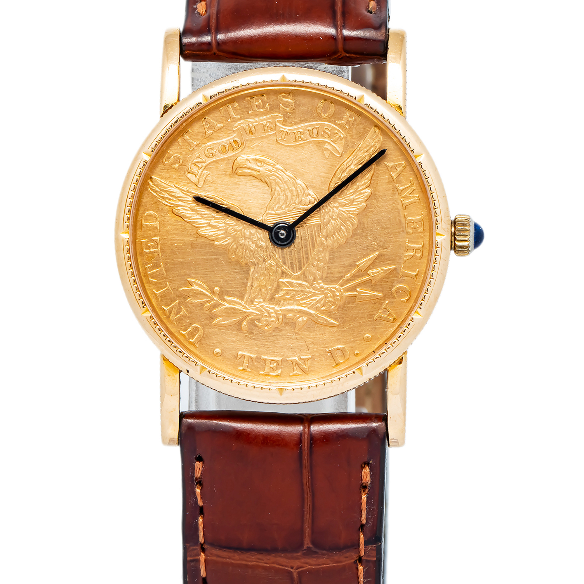 CORUM 腕時計 Corum Vintage Quartz Yellow Gold 10 Dollar Coin Leather Strap