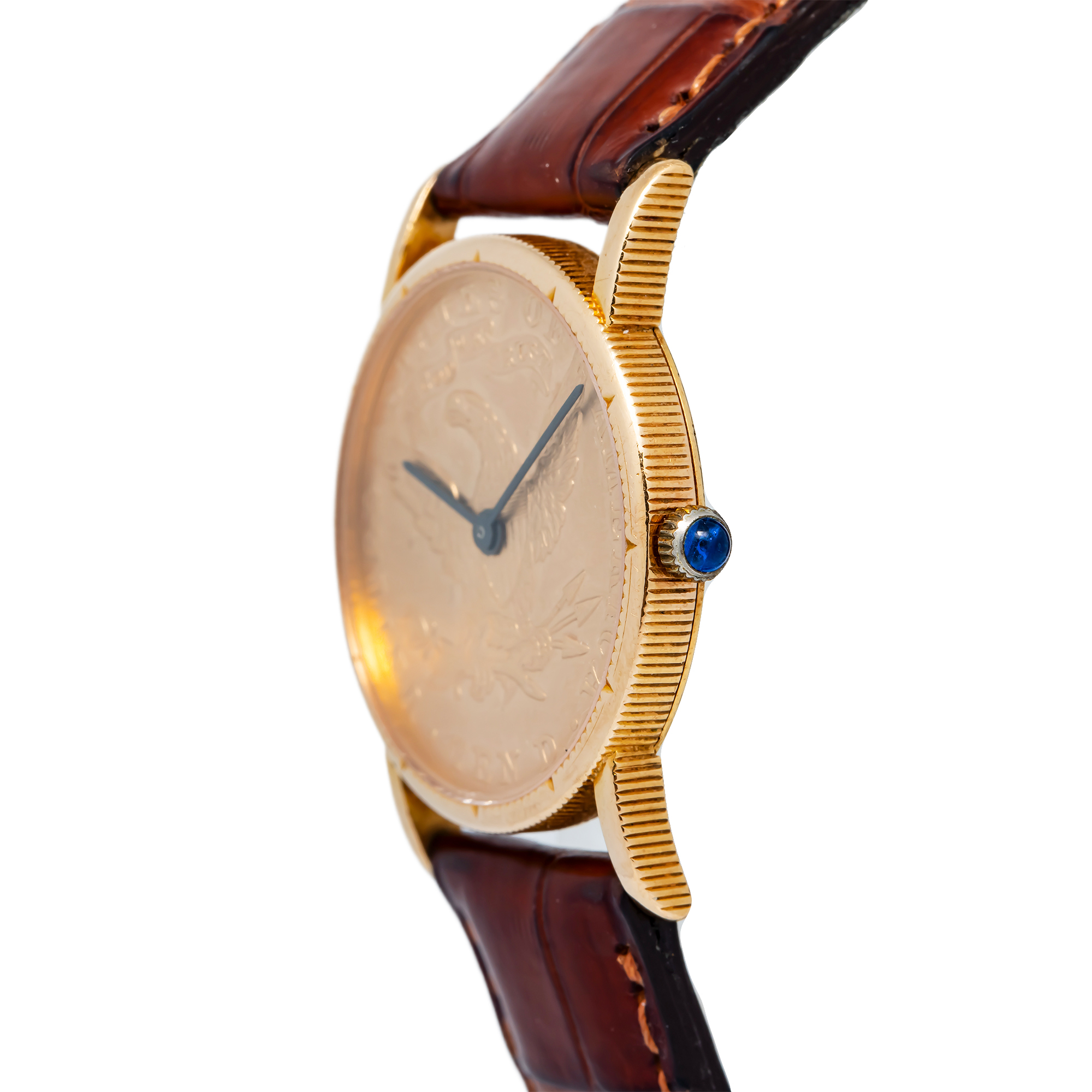 Corum Vintage Quartz Yellow Gold 10 Dollar Coin Leather Strap