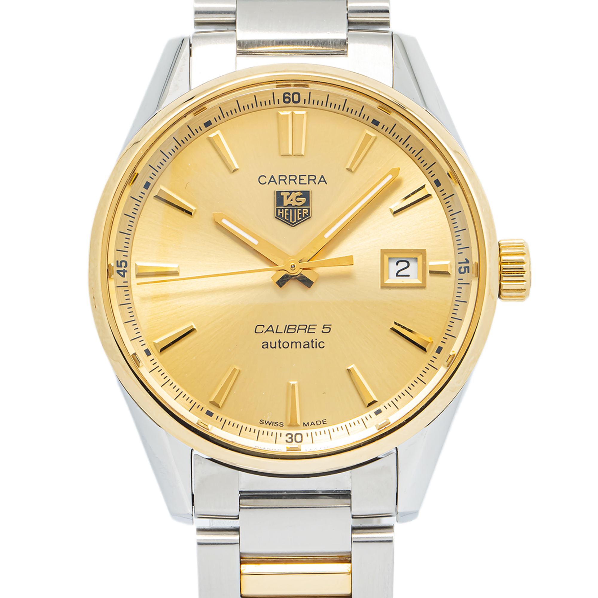 TAG HEUER CARRERA WAR215A YG 18k Two Tone Champaign Dial Auto 